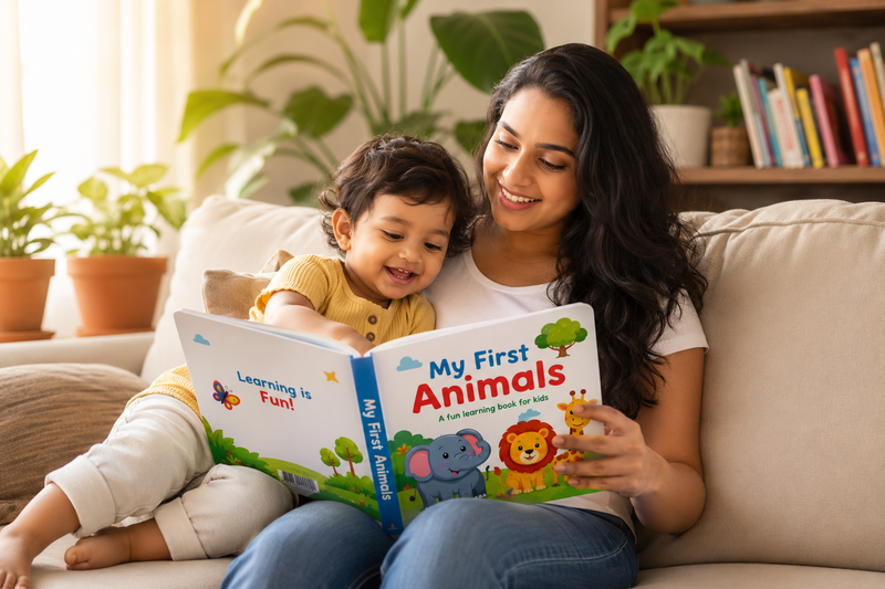 Mother and child reading together