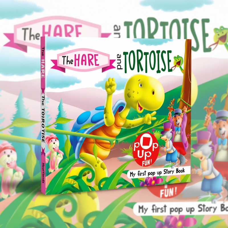 The Hare and the Tortoise Pop-Up Book Mockup